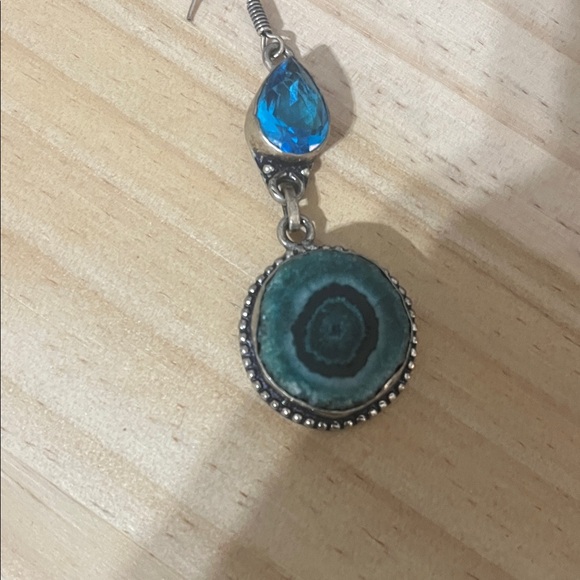 Elegant Blue and Silver Drop Earrings - Picture 3 of 3